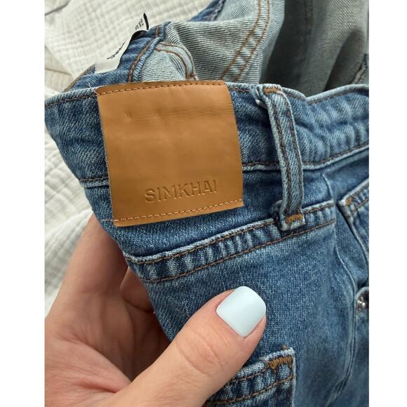 Simkai Jude Wide Leg Denim Jeans Medium Wash Ombre Cuffs USA 29 - Picture 7 of 11